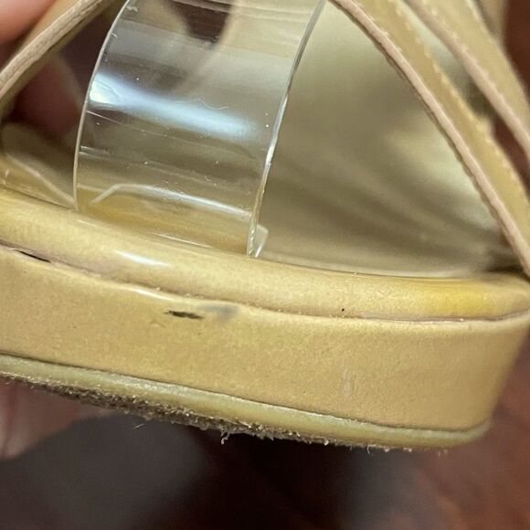 Stuart Weitzman Ankle-Cuff Tan Cork Wedge Sandal Size 7 - Picture 12 of 16